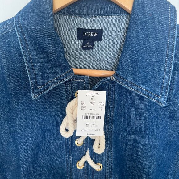 J Crew Factory Lace-up Denim Mini Dress - Picture 8 of 8